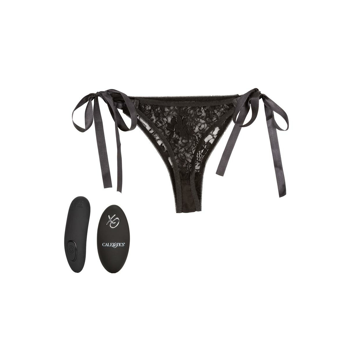 Remote Control Lace Thong Set BLACK